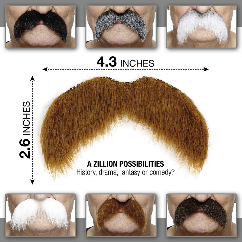 Mustaches Self Adhesive Fake Mustache  Novelty  Walrus False Facial Hair for Adults  Costume Accessory for Halloween  Ginger Color - Image 2